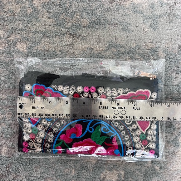NWT | Black and Pink Embroidered Clutch - Picture 2 of 7